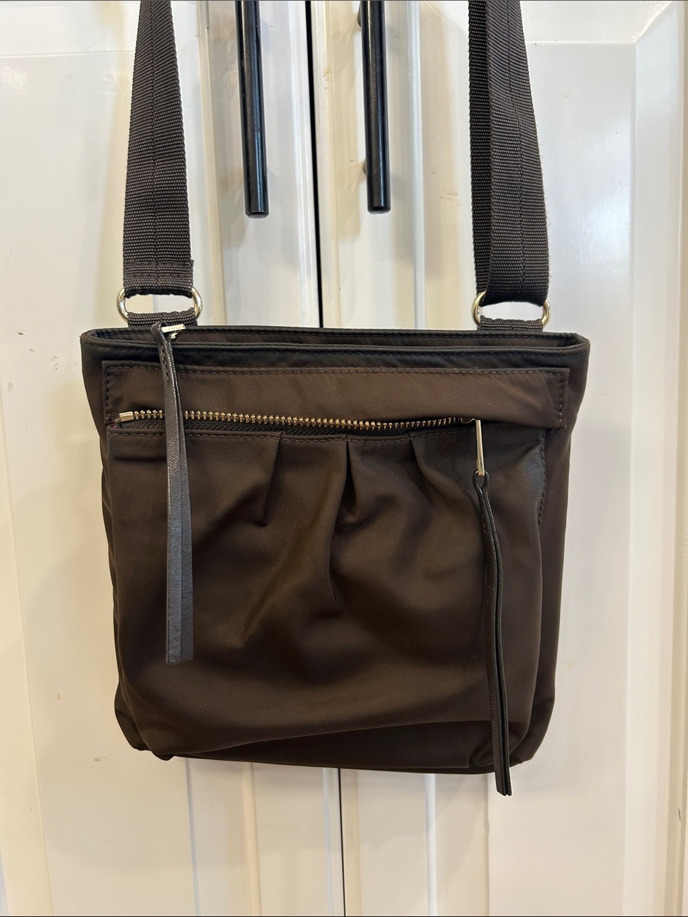 MZ Wallace Chocolate Brown Nylon Crossbody Messenger